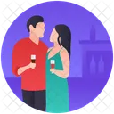 Drinking Lovers Dating Couple Enjoying Drink Icon
