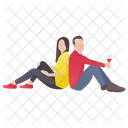 Drinking Wine Wine Couple Dating Icon