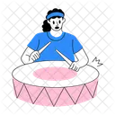 Musique De Tambour Percussions Batteur Icône