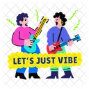Dupla De Violoes Musicos Instrumentistas Ícone