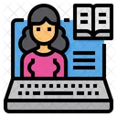 Laptop Book Business Woman Icon