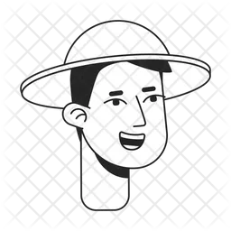 Eager happy young man wearing tourist hat  Icon