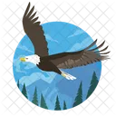 Eagle Gliding Mountainous Icon