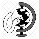 Black Monochrome Globe World Illustration Earth Globe Global Geography Symbol