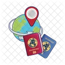 Earth, location with passport book  Icon
