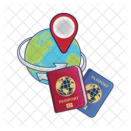 Earth, location with passport book  Icon