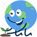 Earth Character Global Warming Icon