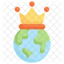 Earth With Crown  Icon