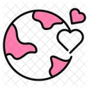 Earth With Hearts Global Love Emblem Worldwide Unity Icon