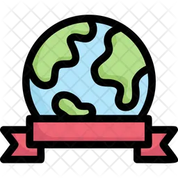 Earth With Ribbon  Icon