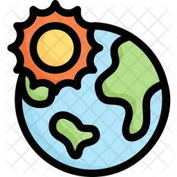 Earth With Sun  Icon
