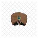 Turban Earthy Brown Emerald Icon