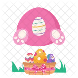 Easter basket and eggs with bunny  Icon