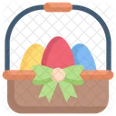 Easter Eggs In A Basket Egg Basket Decoration Icon
