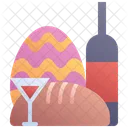 Easter Meal Food Wine Icon
