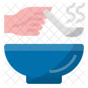 Eat Hot Food Use Serving Spoon Virus Transmission Icon