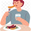 Eating Sausage Dinner Icon