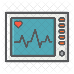 Ecg Icon - Download in Colored Outline Style