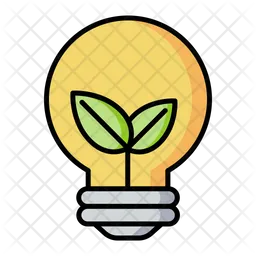 Eco light bulb with leaves  Icon