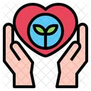 Hand Heart Leaf Icon