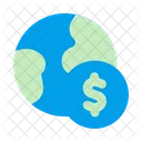Economie Mondial Argent Icône