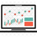 Écran d'ordinateur portable avec diagramme et graphiques  Icône