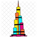 Vibrante Ilustracion De Burj Khalifa El Edificio Mas Alto Del Mundo Punto De Referencia De Dubai Icono