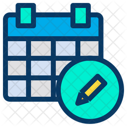 Edit Calendar Icon - Download in Colored Outline Style