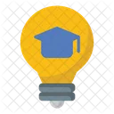 Education Bulb Graduation Hat Icon