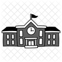 Black Monochrome School Building Illustration Educational Institution Learning Facility Icon