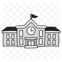 Half Tone School Building Illustration Educational Institution Learning Facility Icon
