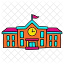Vibrant School Building Illustration Educational Institution Learning Facility Icon