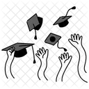 Black Monochrome Graduation Illustration Educational Milestone Completing Studies Symbol