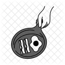 Black Monochrome Egg And Bacon Illustration Egg And Bacon Breakfast Icon