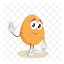 Egg Logo Mascot Goodbye Pose Icon