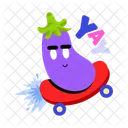 Eggplant Skating Eggplant Emoji Skating Board アイコン