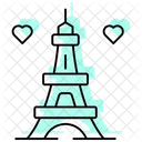 Eiffel Tower Color Shadow Thinline Icon Icon