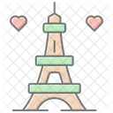 Eiffel Tower Lineal Color Icon Icon