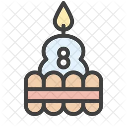 Eight Birthday Cake  Icon
