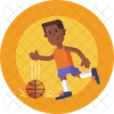 Springender Ball Spieler Der Einen Ball Hupfen Lasst Basketballspieler Der Einen Ball Hupfen Lasst Symbol