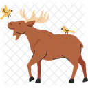 Elche und fliegende Vögel  Symbol