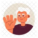 Elderly Caucasian Greeting Hand Hi アイコン
