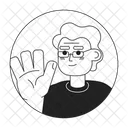 Elderly caucasian man waving hand greeting  アイコン
