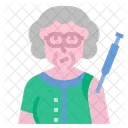 Elderly Woman Vaccine Vaccination Injection Icon