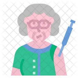 Elderly Woman Vaccine  Icon