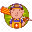 Electrician Man Illustration Icon
