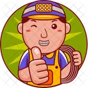 Electrician Man Illustration Icon