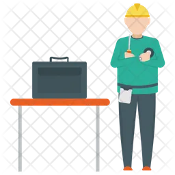 Electrician With Toolbox  Icon