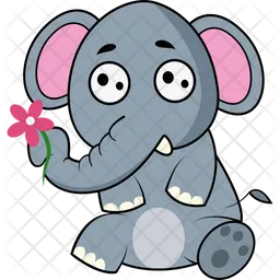 Elefant nimmt Blume mit Rüssel  Symbol