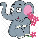 Elefant spielt mit Blumen  Symbol